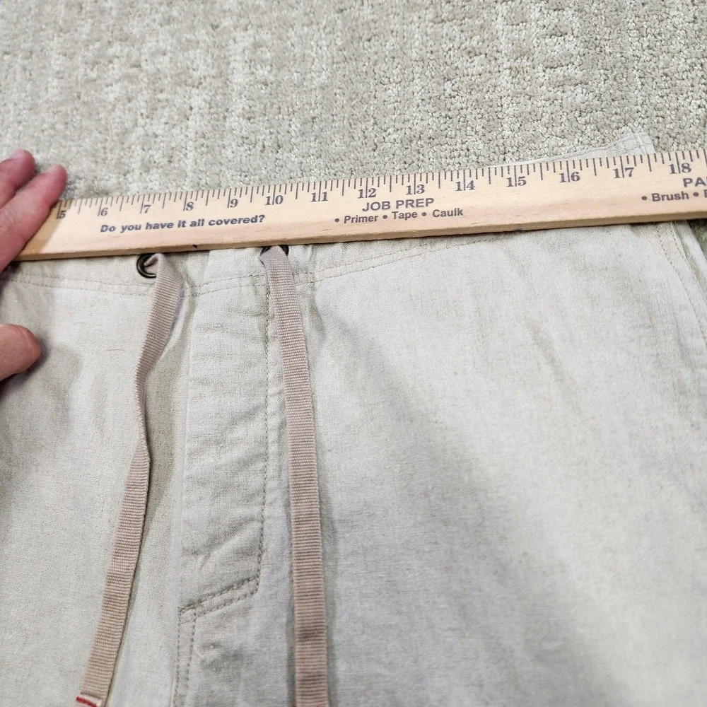 Vintage Express Pants Men Medium Baggy Linen Cotton High Rise Trouser Drawstring